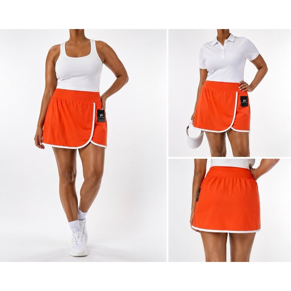 Pro Player Women's Plus Size 3X Stretchy Orange  Short Tennis Skirt Golf NWT